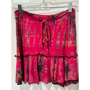 Women's Unbranded Pink Purple Tie-Dye tiered drawstring waist Mini Skirt S